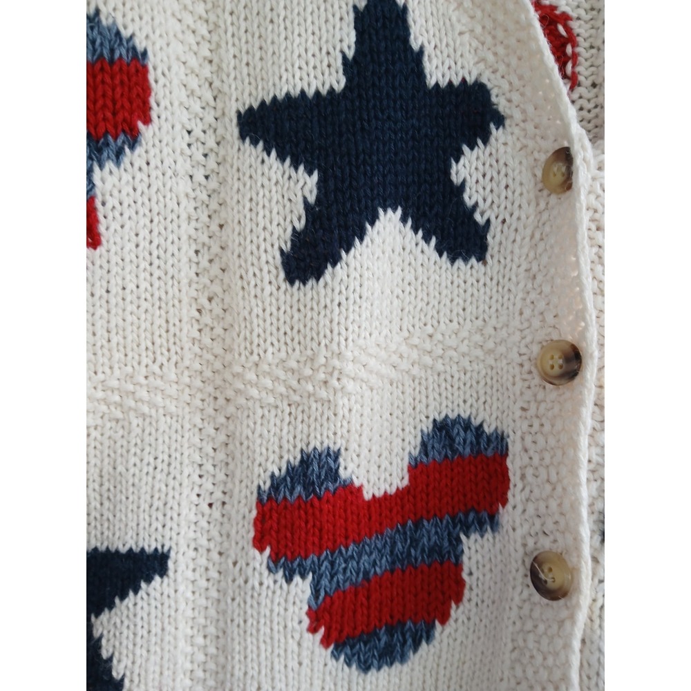 Vtg Walt Disney World Women's Patriotic Mickey Mouse Knit Cardigan Sweater Sz XL - Picture 3 of 6